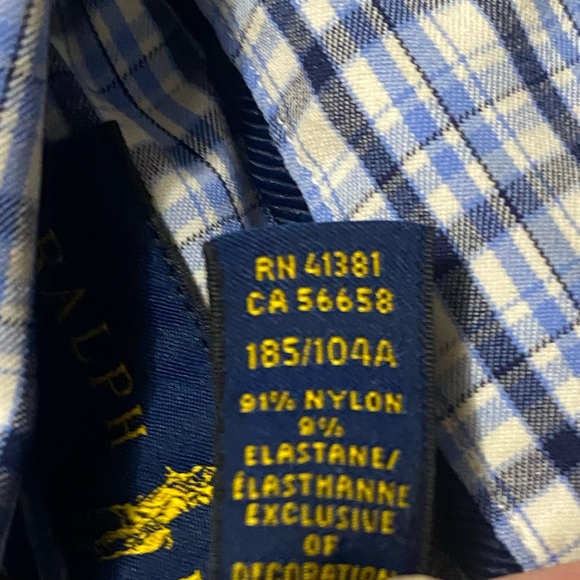 Ralph Lauren Men's XL Performance Blue and White Checkered Long Sleeve Button Up - Picture 12 of 12